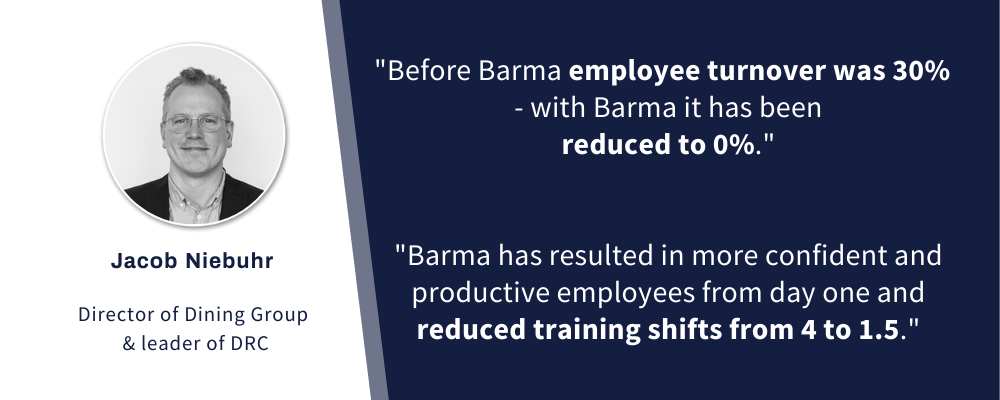 Barma has resulted in more confident and productive employees from day one and reduced training shifts from 4 to 1.5.